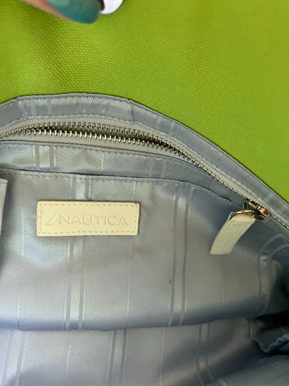 Nautica Blue and Green Tote with Keds Blue and Green Sandals W 81/2 - Picture 4 of 12